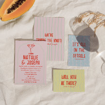 Retro farbenfrohe Hand Drawn Martini Quirky Weddin