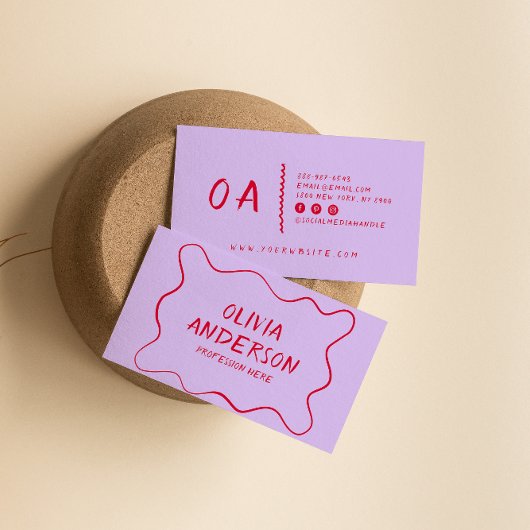 Retro farbenfrohe Hand geschrieben kühl Boho Einzi Visitenkarte