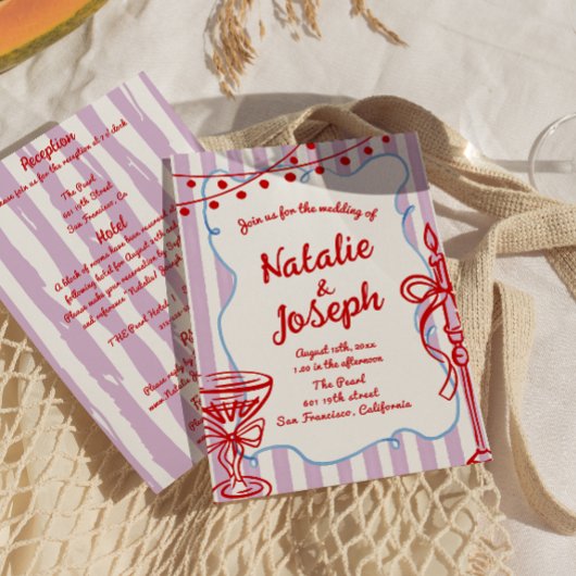 Retro farbenfrohe Hand gezeichnet alle in einem Sp Einladung