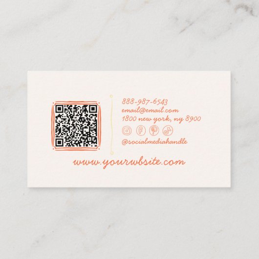 Retro farbenfrohe Hand gezogen, aus Groovy QR-Code Visitenkarte (Rückseite)