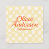 Retro farbenfrohe Hand gezogen karierte Groovy Nie Quadratische Visitenkarte (Vorderseite)