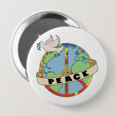 Retro farbenfrohe Hand gezogen Weltfrieden mit Tau Button (Vorne & Hinten)