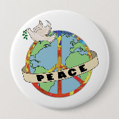 Retro farbenfrohe Hand gezogen Weltfrieden mit Tau Button (Vorderseite)
