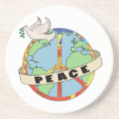 Retro farbenfrohe Hand gezogen Weltfrieden mit Tau Getränkeuntersetzer (Vorne)