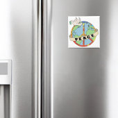 Retro farbenfrohe Hand gezogen Weltfrieden mit Tau Magnet