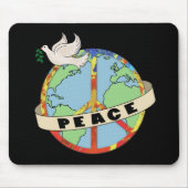 Retro farbenfrohe Hand gezogen Weltfrieden mit Tau Mousepad (Vorne)