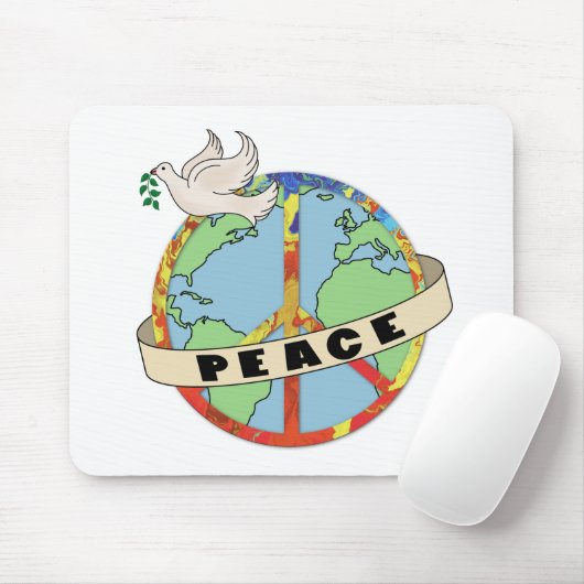 Retro farbenfrohe Hand gezogen Weltfrieden mit Tau Mousepad (Mit Mouse)