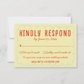 Retro farbenfrohe handgezeichnete, einzigartige Ho RSVP Karte (Vorderseite)