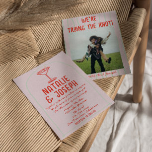 Retro farbenfrohe handgezeichnete Martini-Foto Hoc Einladung