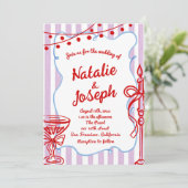 Retro farbenfrohe handgezeichnete QR Code Hochzeit Einladung (Stehend Vorderseite)