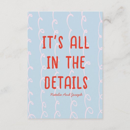 Retro farbenfrohe handgezeichnete, rauschige Hochz Begleitkarte (Rückseite)