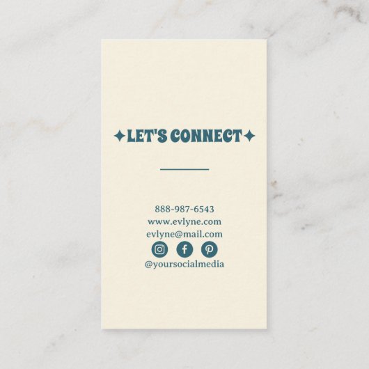 Retro farbenfrohe Handgezogene Groovy Floral Trend Visitenkarte (Rückseite)