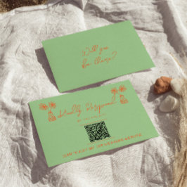 Retro farbenfrohe handgezogene, helle QR-Kodierung RSVP Karte