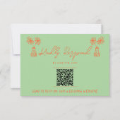 Retro farbenfrohe handgezogene, helle QR-Kodierung RSVP Karte (Vorderseite)