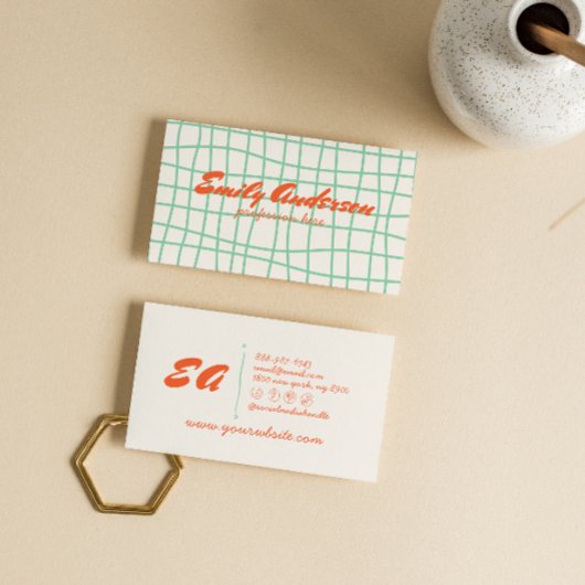 Retro farbenfrohe Handschrift Gezeichnet Groovy Bo Visitenkarte