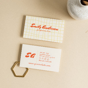 Retro farbenfrohe Handschrift Gezeichnet Groovy Ei Visitenkarte