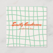 Retro farbenfrohe Handschrift Gezeichnet Groovy QR Quadratische Visitenkarte (Vorderseite)