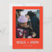 Retro farbenfrohe helle Funky Bold moderne Hochzei Save The Date (Rückseite)