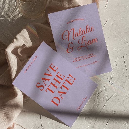 Retro farbenfrohe helle Funky Bold moderne Hochzei Save The Date