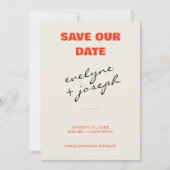 Retro farbenfrohe helle Funky Bold moderne Hochzei Save The Date (Vorderseite)