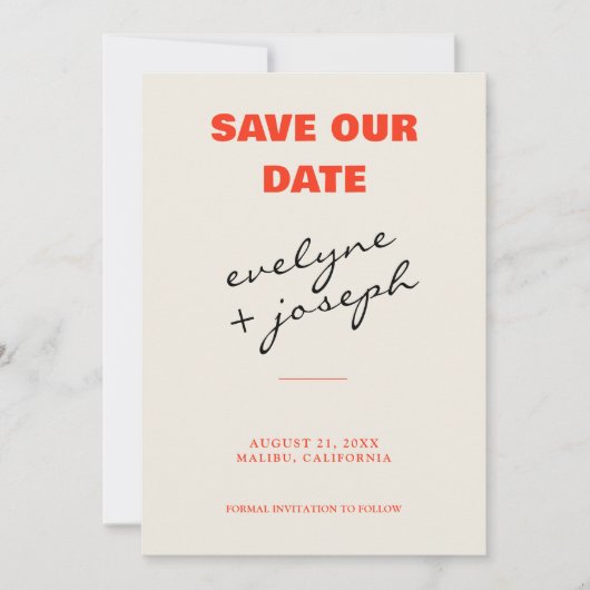 Retro farbenfrohe helle Funky Bold moderne Hochzei Save The Date (Vorderseite)