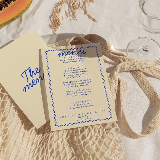 Retro farbenfrohe helle Funky Modern Frame Wedding Menükarte