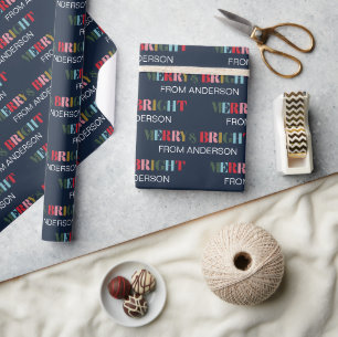 Retro farbenfrohe, helle und fröhliche Weihnachten Geschenkpapier