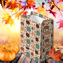 Retro farbenfrohe Herbstsaison Kürbisse Mittlere Geschenktüte