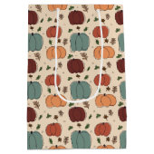 Retro farbenfrohe Herbstsaison Kürbisse Mittlere Geschenktüte (Rückseite)