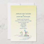 Retro farbenfrohe Hochzeit am Strand Einladung (Vorderseite)