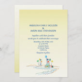 Retro farbenfrohe Hochzeit am Strand Einladung (Vorne/Hinten)