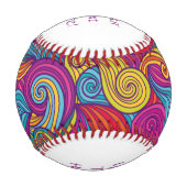 Retro farbenfrohe Jewel Tone Wirbel Wave Muster Baseball (Vorderseite)