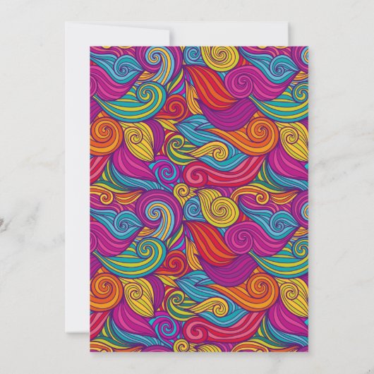 Retro farbenfrohe Jewel Tone Wirbel Wave Muster Einladung (Rückseite)