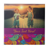 Retro farbenfrohe Jewel Tone Wirbel Wave Muster Fliese (Vorderseite)