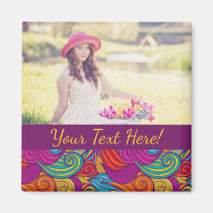 Retro farbenfrohe Jewel Tone Wirbel Wave Muster Magnet