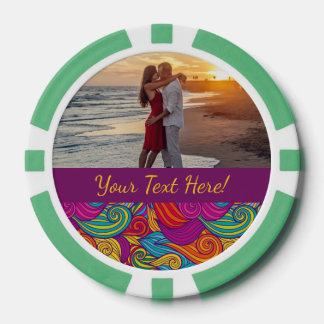 Retro farbenfrohe Jewel Tone Wirbel Wave Muster Pokerchips