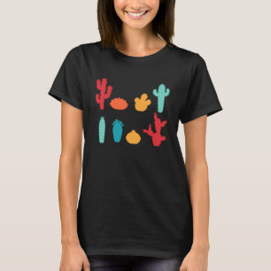 Retro farbenfrohe Kaktus Pflanze Gartenarbeit Sukk T-Shirt