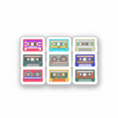 Retro farbenfrohe Kassetten der 80er Jahre Nostalg Aufkleber (Vorderseite)