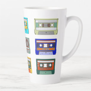 Retro farbenfrohe Kassetten der 80er Jahre Nostalg Milchtasse