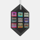 Retro farbenfrohe Kassetten der 80er Jahre Nostalg Ornament Aus Glas (Vorderseite Rechts)