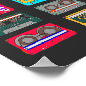 Retro farbenfrohe Kassetten der 80er Jahre Nostalg Poster (Ecke)