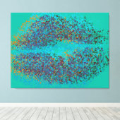 Retro farbenfrohe Lippen Leinwanddruck (Insitu (Holzboden))