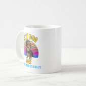 Retro farbenfrohe lustige Dackel Hund Kaffeetasse (Vorderseite Links)