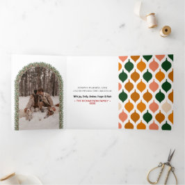 Retro farbenfrohe Merry & Bright Vintage Weihnacht Dreifach Gefaltete Urlaubskarte