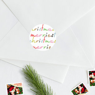 Retro farbenfrohe moderne frohe Weihnachtsfeiertag Runder Aufkleber