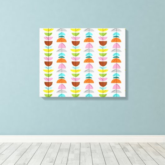 Retro farbenfrohe Nester gesteppte Canvas Print Leinwanddruck (Insitu (Holzboden))