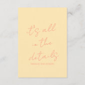 Retro farbenfrohe Pastel Whimsical Wedding Details Begleitkarte (Rückseite)