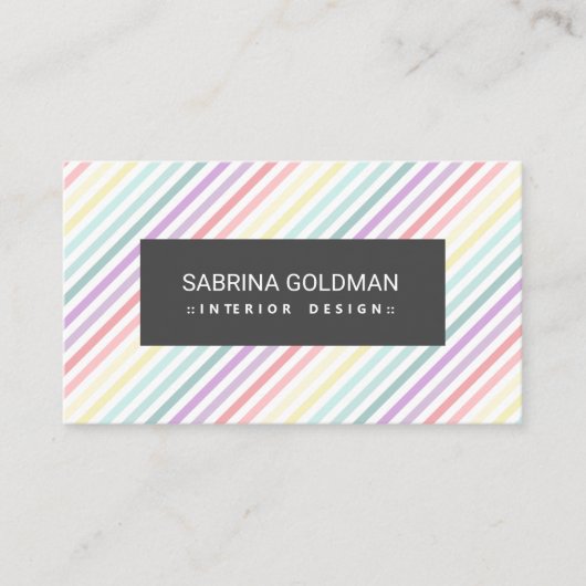 Retro farbenfrohe pastellfarbene Regenbogenfarben Visitenkarte (Vorderseite)