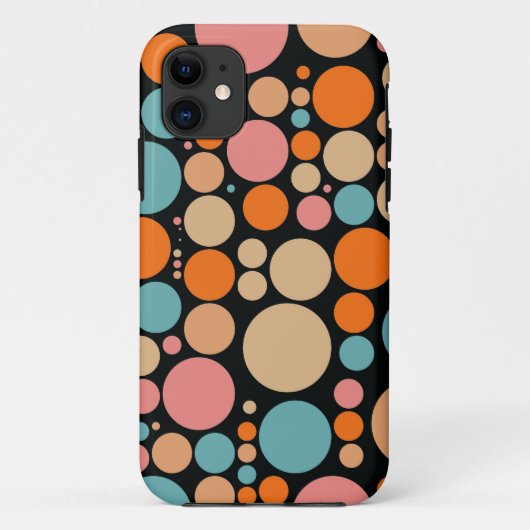 Retro farbenfrohe Polka Punkte auf schwarz Case-Mate iPhone Hülle (Rückseite)