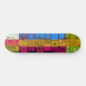 Retro Farbenfrohe Pop Quadrate Kunstmuster Skateboard (Horizontal)